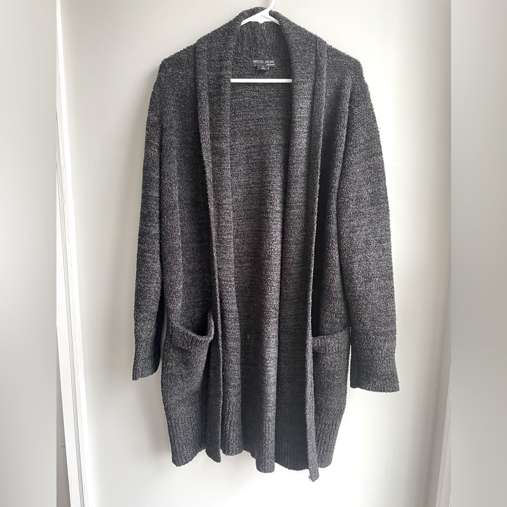 Barefoot Dreams CozyChic Cali Cardigan Dark Heathered Carbon Black Small